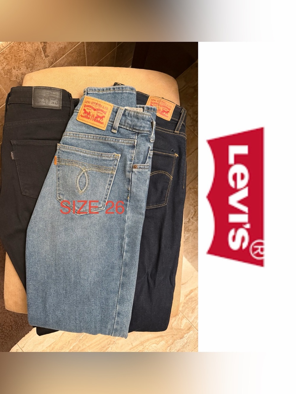Levi's woman Straight Jeans Trio - Light Blue, Dark Blue, Black